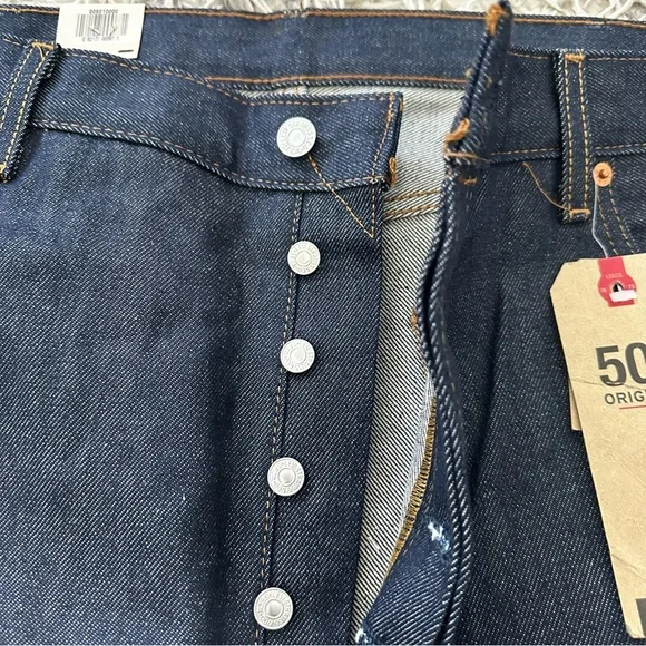 Levi's 501 Original Shrink to Fit Jeans Blue Button Fly Straight Mens 42x34-NWT - Picture 5 of 7